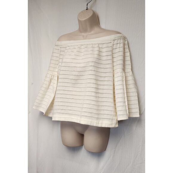BCBGMAXARIA Eavan Off-the-Shoulder 3/4 Bell-Sleeve Top Size Medium - Picture 5 of 8